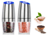 Salt and Pepper Grinder Electric Gravity Grinder, Refillable Automatic One-Hand Operated Mill Set V1192-AZ-W-13157
