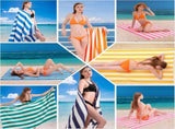 4 Pack Extra-Large Striped Bath Towels, Soft Fluffy Beach and Pool Towels for Swimming, Spa, Travel, V1189-LC-AMZ-00282