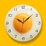 Fried Egg Round Wall Clock, Silent Non Ticking Oil Painting Home Office School Decorative Clock Art V1369-AZ3-W-06097