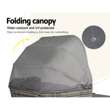 Gardeon Outdoor Sun Lounge Setting Patio Furniture Wicker Sofa Garden Day Bed ODF-SUNBED-SQ-GR-AB