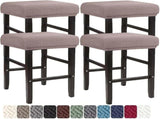 Square Saddle Bar Stool Covers Set of 4, Stretch Jacquard Washable Seat Slipcovers, Taupe V1188-MS-721-166