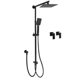Matt Black 2in1 Set 8" Square Thin Shower Head Handheld Adjustable Silding Rail Twin Taps V1233-HS002M4CBSC842BKSS108BCPF0272BK