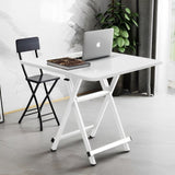 SOGA 2X White Dining Table Portable Square Surface Space Saving Folding Desk with Lacquered Legs TABLESQ731X2