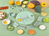 2 in 1 Salad Spinner and Vegetable Chopper 6 Interchangeable Bs 420 Steel BPA Free Bowl V1263-JX-8015