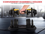 Powertrain Adjustable Dumbbells Set Home Gym Exercise Free Weights 48kg w/ Stand - Gold DMB-BF1-024-2S-GD