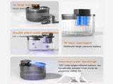 Wireless Cat Water Fountain for Drinking, 5000Mah Battery Powered Pet Water Fountain with Motion V1107-134-69790-BLK