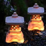 Solar Pagoda Lantern Garden Statue, Outdoor Waterproof Resin Decor with LED Light, for Landscape V1370-AZ4-18786