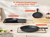Cast Iron Skillet, 3 Pcs Frying Pan Set , Heavy-Duty Skillets with Heat-Resistant V952-ZTCGSJTCT681KMJDP001V0