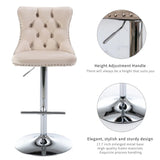 SERENIT Ivory Velvet Bar Stools Adjustable Swivel Counter Height Chairs with Tufted Back and V255-GP2211R-IVORY