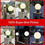 15cm Diameter Outdoor Solar Table Lamp White Acrylic Ball Post Light with Aluminum Mount Post 4 V1107-124-17122-WHT-15CM