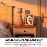 Handcrafted Cat Statue Ceramic Ashes Urn for Cats - Beloved Pet Cremation Urn, Funeral V1107-135-49479-YEL