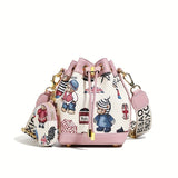 Women'S Bucket Bag Bear Print Handbag Trendy Handbag British Style Bag - Brown - Size 11-14-19 V1347-127-33686-BRN-11-14-19