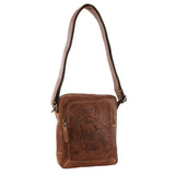 Billy The Kid Mens Genuine Leather Small Shoulder Bag in Cognac V563-BTK-11-COGN