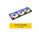 Antec Connect C120 ARGB Black Performance 120mm 4-pin PWM LED 3-pin Vibration Absorbing and V1202-V2-CAA-C120-ARGB-3PK