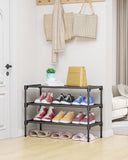 Shoe Rack - 3-Tier Storage Rack - Stackable - 27.5 Inch Wide - Black V1188-ZXY-131-364