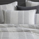 Platinum Collection Hurley Charcoal Cotton Jacquard Stripe Quilt Cover Set Super King V442-LED-QUILTCS-HURLEY-CHARCOAL-SK