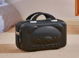 Cute Bear Face Hard-Shell Storage Case with Lock - 14-Inch Black Travel Organizer V888-ELOSUNG25060