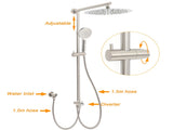 Brushed Nickel Round 12" Large Rain Head Shower Handheld Sliding Rail Arm Chrome Set Twin Taps V1233-SC842BSHR002M4CNKSR112NKC0292BN