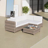 Milano Outdoor 5 PC Rattan Sofa Set Colour Oatmeal Seat & Black Coating ABM-10001720
