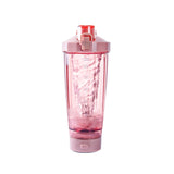 Pink Portable Electric Shaker Bottle without LED Light, 550ml Sports Protein Mixer Cup for Gym and V888-ELOSUNG13388