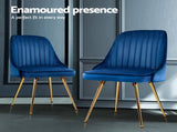 Artiss Dining Chairs Set of 4 Velvet Channel Tufted Blue UPHO-D-DIN203C-VEL-BLX4
