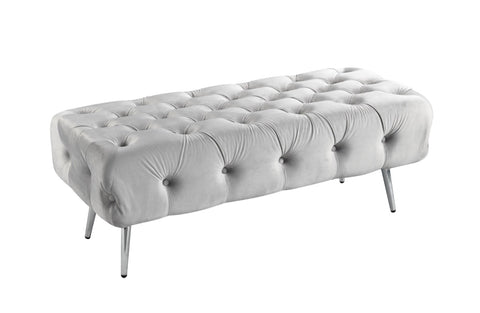 Shirley Ottoman Light Grey Velvet V292-OTT-SHIRLEY-SILVERBASE-LGREYSEAT