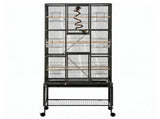 i.Pet 176cm 3-Tier Large Bird Cage Aviary with Ladder Parrot Budgie Wheels Black PET-BIRDCAGE-H176-BK
