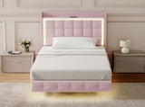 Levede Single Floating Bed Frame LED Headboard USB Pink BF1062-S