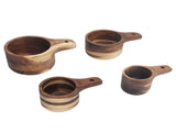 4PCS Cups Set Clear Scale Comfortable Handle Rounded Edges Stackable Handcrafted Wood V1294-YM0901-3118240098011