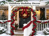 Plaid Christmas Garland, Buffalo Rustic Craft Ribbon Ruffled for Home Wreath Staircase Tree V1192-AZ-W-17374