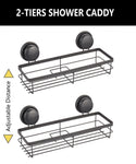 2 Pack Rectangular Corner Shower Caddy Shelf Basket Rack with Premium Vacuum Suction Cup No-Drilling V178-36028