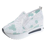 Ladies Fashion Breathable Lace Mesh Flower Embroidery Round Head Thick Bottom Comfortable Casual V1192-AZ-W-33249