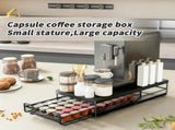 1pc Metal Coffee Capsule Storage Box Drawer Style Dustproof Organizer with Adjustable Grid for Tea V1232-KFSNH001