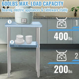 VEVOR 650x457mm Stainless Steel Work Prep Table Commercial Food Prep Table V952-J24X18X36INCHUFT3V0