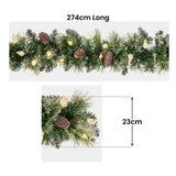 Christabelle 2.7m Christmas Garland with LED Lights Glittery Snow Bristle Tree Decoration Ornam 112_NATGB102