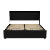 Artiss Bed Frame Queen Size LED with 4 Drawers Black DUNN BFRAME-H-DUNN-Q-BK-ABC