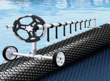 Aqua Buddy Pool Cover 600 Micron 8.5x4.2m w/ Roller 5.55m Swimming Pools Black Solar Blanket PC-85X42-L-BK-BL-ROLLER