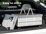 Gardeon Collapsible Outdoor Storage Box 54L Stackable Folding Camping Organizer Wheels Plywood Lid XFEL-OSB-54L-WHEEL-WH