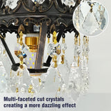 Vintage Wall Light Sconce with Clear Crystals, Black and Gold Glass Wall Lamp, 3-Mode Dimmable LED V767-LT-X142