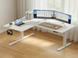 Artiss L-Shape Standing Desk Sit Stand Up Height Adjustable Electric Motorised White HASD-ET262DL-WH-AB