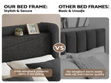 Artiss Queen Bed Frame Gas Lift Storage Bed with Charging Ports Upholstered Geometric Headboard BFRAME-G-MORFEI-Q-BK-ABC