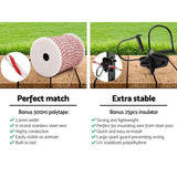 Giantz Fence Energiser 8KM Solar Powered Electric 500M Poly Wire Insulator SFC-FIK-WIRE-8KM-N