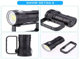 3.7V 28800Lm LED Photography Diving 80m Flashlight Torch with Bracket Stand V1294-YM0901-JY03378