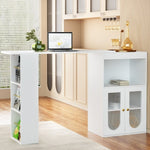 Artiss Bar Table Storage Cabinet Dining Wine Rack Home Office Desk Extendable FUR-BAR-TAB-02-MAR-AB