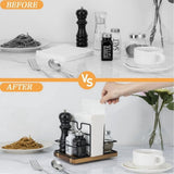 Napkin Holder for Table, Rotating Metal Napkin Holder with Salt and Pepper Shakers, Rotating V1369-AZ3-W-11604