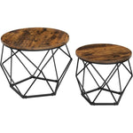 VASAGLE Set of 2 Rustic Brown and Black Coffee Tables with Robust Steel Frame V227-9101101035472