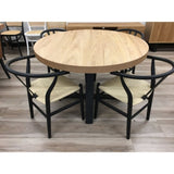 Petunia Round Dining Table 120cm Elm Timber Wood Black Metal Leg - Natural V315-VOD-BOST-03