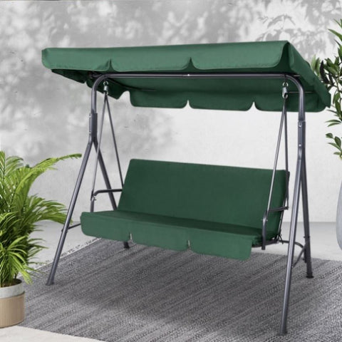 Gardeon Outdoor Swing Chair Garden Chair Bench Furniture Canopy 3 Seater Green GSC-BST-3S-GN