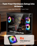 Mid-Tower ATX PC Gaming Case Computer Case with 6 x 120 mm PWM ARGB Fans V952-DNJXZT120MMAIKYPY001V9