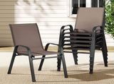 Gardeon 6PC Outdoor Dining Chairs Stackable Lounge Chair Patio Furniture Brown FF-STA-CHAIR-BR-X6